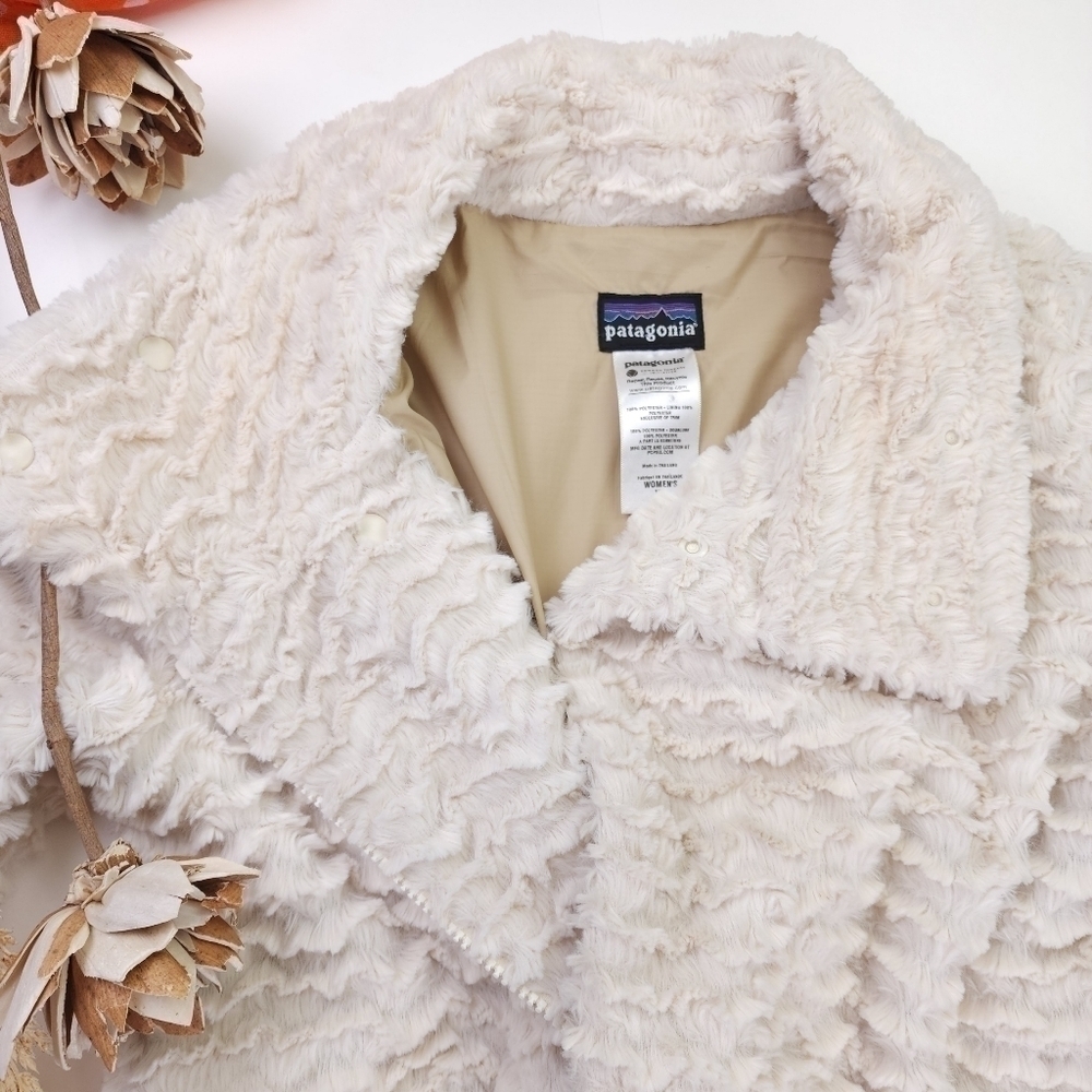 Patagonia Super Fleece Cream Fringe Layered Fleece Coat Xs - Picture 4 of 15